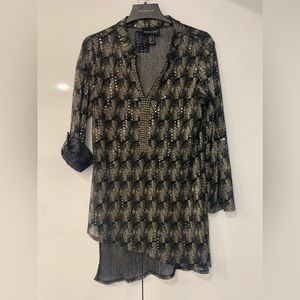 Dressy sparkly tunic top, high/ low hemline.